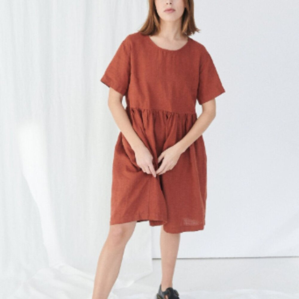 Linenfox Anna dress in Terracotta